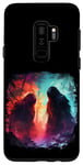 Coque pour Galaxy S9+ Deux bigfoot rouge bleu faceoff forêt sasquatch yeti cool art