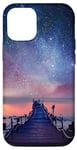 iPhone 15 Pro Clouds Sky Pink Night Water Stars Reflection Blue Starry Sky Case