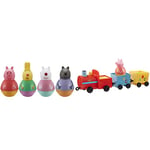 Peppa Pig Weebles Peppa & Friends Figure Pack & Weebles Pull Along Wobbily Train, first toy, preschool toy, imaginative play, gift for 18 months+