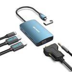 USB C HUB, AVACON 6-in-1 USB C to dual HDMI adapter Hub with VGA, USB 3.0,