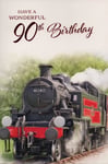 90th Birthday Card For Men Steam Train Sentimental Verse 20cm x 14cm