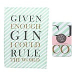Jak Jak Home' Given Enough Gin I Could Rule The World Tea Towel 50 x 70cm Quirky Design
