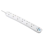Masterplug SRGU6210N-MP Six Socket Surge Protected Extension Lead with 2 USB Ports, 2 Metre, 19 x 7 x 6 cm, White