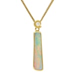 18ct Yellow Gold Opal Diamond Oblong Necklace D