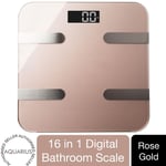 Rose Gold Tempered Glass 16 in 1 Smart Body Analysis Weighing Scale