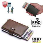Brun RFID-skyddad plånbok för 5 kort (äkta läder) brown