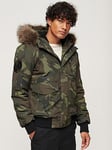 Superdry Everest Faux Fur Hooded Padded Coat - Green, Green, Size S, Men