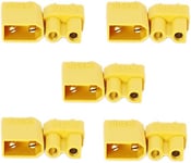 YUNIQUE GREEN-CLEAN-POWER - XT30 Male-Female Connectors for Rc Lipo Batteries | 5 Pairs | Ideal for Tello Battery, Power Supply JVC Car Radio, Yellow, Plastic