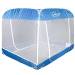 3 Openings Folding Portable Spacious Pop Up Mosquito Net for Beds Self Standing with Net Bottom 70 x 86 Inch for Baby Adult Camping Trip (Blue)