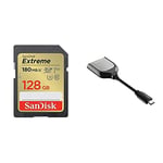 SanDisk Extreme 128GB UHS-I SDXC card + RescuePRO Deluxe with the SanDisk USB Type-C Reader for SD UHS-I and UHS-II Cards