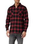 Urban Classics Men's Hemd Checked Flanell Shirt 6 Casual, Multicolour (Black/Red 02374), Small