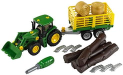 Theo Klein 3906 - John Deere Tractor With Wood And Haycart Trailer,Toy
