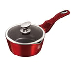 16cm Colorful Non Stick Saucepan Cookware Induction Hob Cooking Pots Pan Home Kitchen Appliance (Red with Lid)