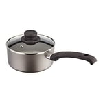 Judge Everyday JDAY024 Non-Stick Saucepan, 18cm 1.8L with Vented Glass Lid and Stay Cool Handle, Aluminium, Teflon, Dishwasher Safe