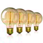 4-pack Vintage Edison glödlampor-Dimbar skruv-Glödlampa-Globe glödlampor-Lampa Varmt ljus 40w G80 E27 220V[Energiklass A]- Perfet