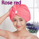 Hair Dry Towel Quick Drying Wrap Hat Rose Red