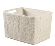 CURVER Jute Basket 100% Recycled Plastic Rectangular, White, L: 20 L