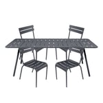 Fermob - Luxembourg matgrupp med bord 207cm & 4 stolar anthracite - Matgrupper utomhus - Frédéric Sofia