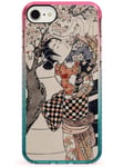 Vintage Japanese Illustrations Japanese Woman Pink Impact Phone Case for iPhone 7 Plus, for iPhone 8 Plus | Protective Dual Layer Bumper TPU Silikon Cover Pattern Printed | Real Japan Art Paintings A