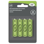 Smart Solar x 4 Rechargeable AA 1.2V 600mAh Batteries For Outdoor Solar Lights