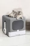 Full Enclosed Cat Toilet Litter Box in Grey