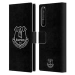 Head Case Designs Officially Licensed Everton Football Club Mono in Black CREST Leather Book Wallet Case Cover Compatible With Sony Xperia 1 II 5G