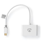 Nedis USB Multi-Port Adapter | USB 3.1 Gen1 | USB-C™ Hane | 2x USB-A | 1000 Mbps | 0.20 m | Rund | Guldplaterad | PVC | Vit | Kartong med fönster