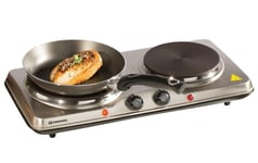Daewoo Double Hot Plate St Steel Electric Cooking Hob Portable Cooker 2500W