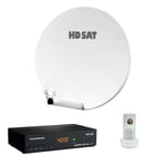 Pack HDSAT Parabole Satellite Fibre Composite Blanche 60cm + LNB Single + Décodeur Satellite HD TNTSAT ASTRA + Carte