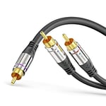 Câble Cinch sonero® Premium 1 m, 1x Cinch vers 2X Cinch, câble Audio en Y, Caisson de Basses, chaîne Hi-FI, amplificateur, Noir