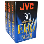 3 JVC EHG HiFi 30 Minute VHS-C VHS-C Compact Camcorder Video Tape Cassette EC-30