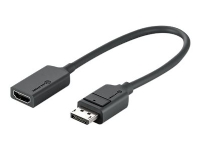 ALOGIC Elements Series - Videokort - DisplayPort hane till HDMI hona - 20 cm - mörkgrå - passiv, 4K30Hz stöd, 1920 x 1080 at 144 Hz support, 3D video support