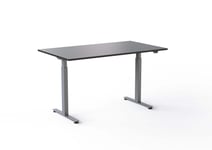 Wulff Höj och sänkbart skrivbord 140x80cm Färg på stativ: Silver - bordsskiva: Mattsvart laminatskiva