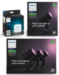 Philips Hue - Lily Outdoor Spot Light Basekit White & Color Ambiance + Spike Anthracite Extension (Without power supply) Bridge 2.1 Bundle