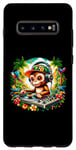 Coque pour Galaxy S10+ Monkey Casque de DJ amusant pour homme, femme, enfant