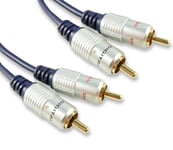 C4A® Quality 10m RCA Phono Leads - Audio Cable/OFC Fully Screened/Gold Plated