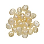 Mix av 30 st. sötvattenspärlor som är ca 5 mm långa, 3–4 mm breda och 4 mm tjocka