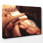 Big Box Art Baseball Glove and Ball 2 Canvas Wall Art Print Ready to Hang Picture, 30 x 20 Inch (76 x 50 cm), Multi-Coloured