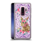 Head Case Designs Official Monika Strigel Bunny Lace Flower Friends 2 Purple Clear Hybrid Liquid Glitter Compatible for Samsung Galaxy S9+ / S9 Plus
