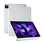 yeliot Étui pour iPad Pro 12,9" 2021/2020/2018 (5a/4a/3e génération), Ultra Fine rétro Transparente Coque avec Porte-Stylo Support à Tri-Fold, Coque avec Auto-réveilleurs/Sommeil