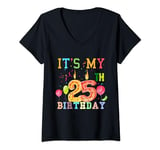 Womens Funny It's My 25th Birthday Happy Birthday Outfit Men Women V-Neck T-Shirt
