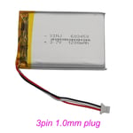 3.7V 1200mAh Li-Polymer Li Battery 603450 JST 3pin 1.0 Connector For GPS DashCam