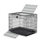 Midwest Homes for Pets Modèle 151 Cage à lapin pliante Wabbitat, 63,5 cm de long, avec grille de sol de 1,27 cm et plateau en plastique amovible, noir