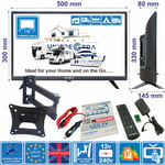 22" TV + Wall Bracket 12V / 240V Full HD TV ideal for MOTORHOME CARAVAN BOAT VAN