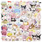 Sanrio 3D-klistermärken för Laptop, Bilar, Telefon, Vattenflaska, Resväska, Gitarr, Plåster, Söta Anime Vinylklistermärken, Vattentäta, Skrapboksklistermärken 100 st