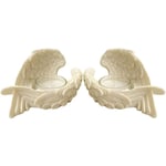 Set of 2 Angel Wings Tea Light Candle Holder Feathered Wings Heaven Memorial Ornaments