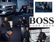 New Hugo Boss mens black lamb leather biker bomber jacket coat 40R Large £695