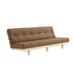 Banquette convertible futon LEAN pin coloris mocca couchage 130x190 cm.