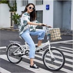 Comooc Folding BikeFolding Bicycle Adult Lady 20 Inch Shock Absorber Children Middle School Students Mini Light Portable Bicycle-White_20_Inch【Suitable_For_Height_135-175】 Cm