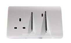 Trendi Artistic Modern 45 A Cooker Switch Inc Plug Socket & Neon Insert White